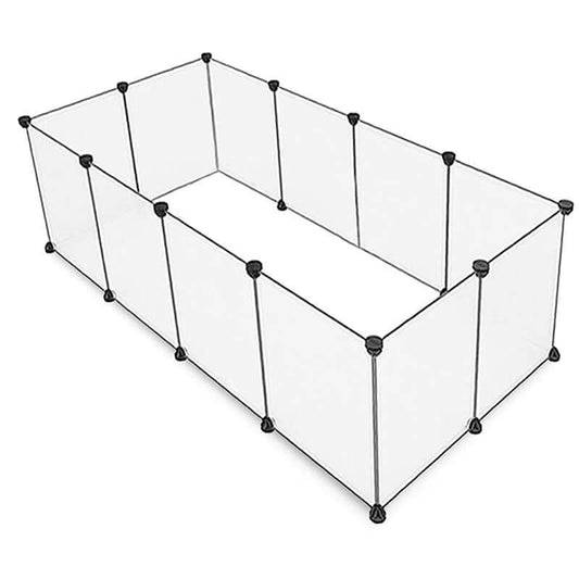 Small Pet Playpen, Plastic Hamster Yard Fence Cage Portable Metal Enclosure for Bunny, Ferret, Guinea Pig, Hamster, Puppy, Small Animal, Indoor DIY Transparent 12 Panels