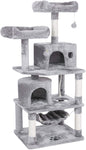 Cat Tree Kitten Activity Furniture – Spacious Cat Tower Play House with Scratching Posts and Hammock