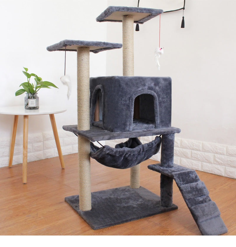 Climbing Cat Tree with Scratching Column, Hammock