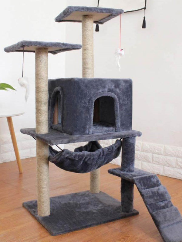 Climbing Cat Tree with Scratching Column, Hammock