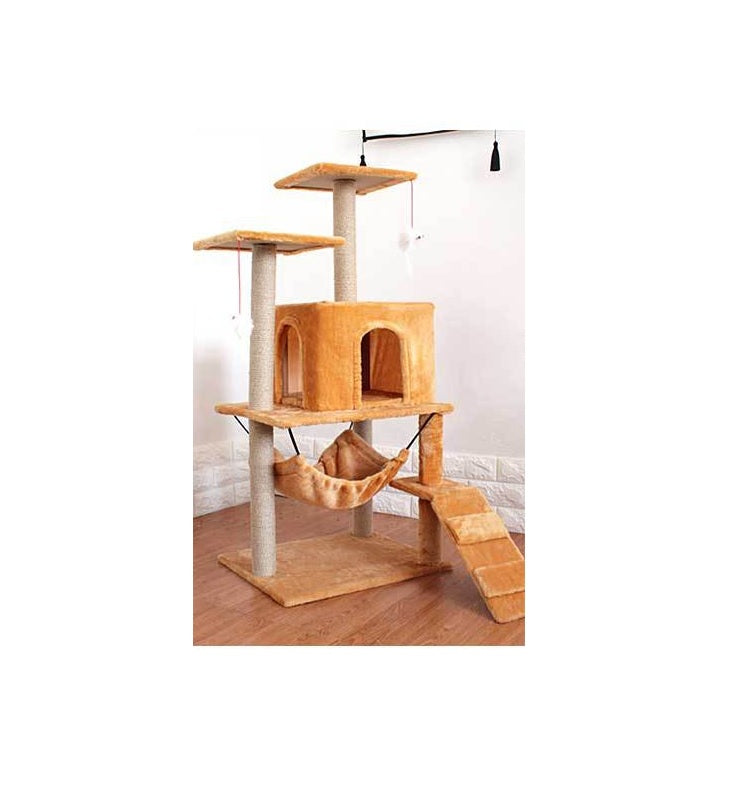 Cat Tree With Scratching Posts Perches, Basket Lounger And Ladder