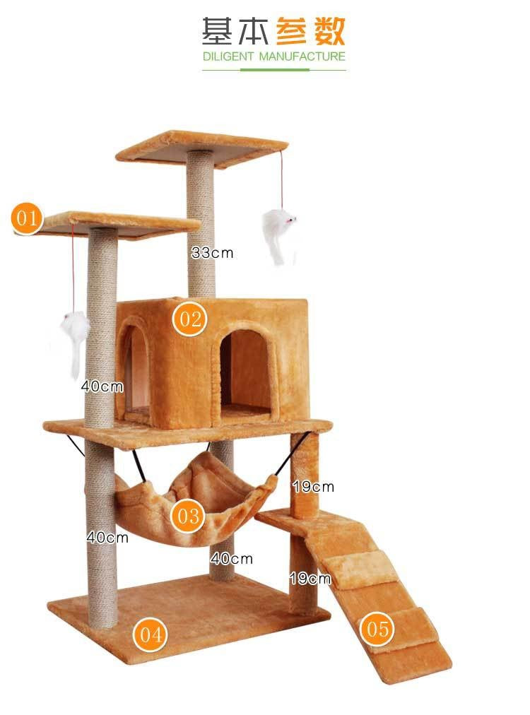 Cat Tree With Scratching Posts Perches, Basket Lounger And Ladder