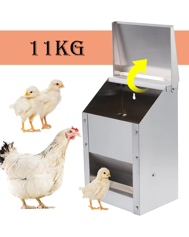 Chicken Feeder 25lbs Galvanized Chicken Feeder Wall Mount Design