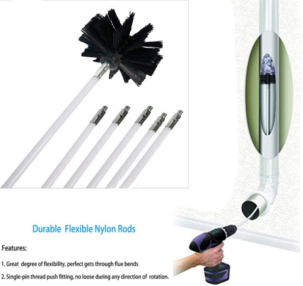 Flexible Dryer Vent Chimney Cleaning Brush Kit