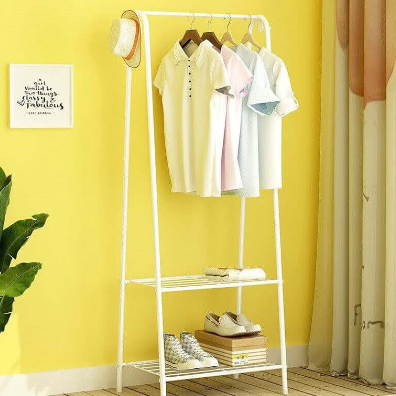 Multifunctional Garment Rack Clothes Hanger with Shelves – Coat, Shoe, and Clothing Organizer – Freestanding Portable Rack for Bedroom and Living Room
