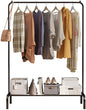 Modern Minimalist Heavy Duty Metal Clothes Rail Stand with Storage Shelf