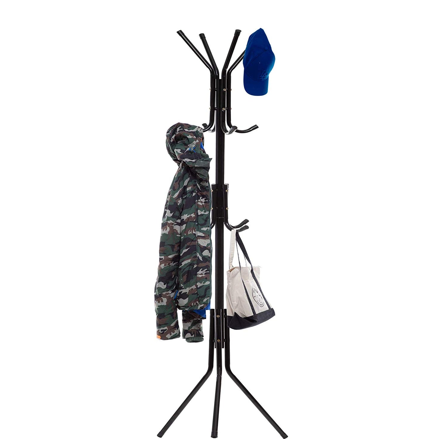 Free-Standing Coat Rack Metal Stand – 12-Hook Organizer for Jackets, Handbags, Hats, and More | Hall Tree Entry-Way Furniture for Home or Office
