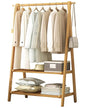 Floor-Standing Clothing Display Rack – Wooden 3-Layer Coat Rack with Modern Minimalist Design