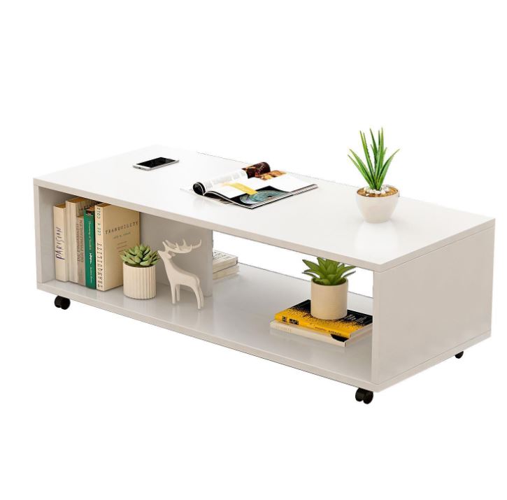Multifunctional Coffee Table - Modern Design with Wheels for Living Room, Office, and More (White)