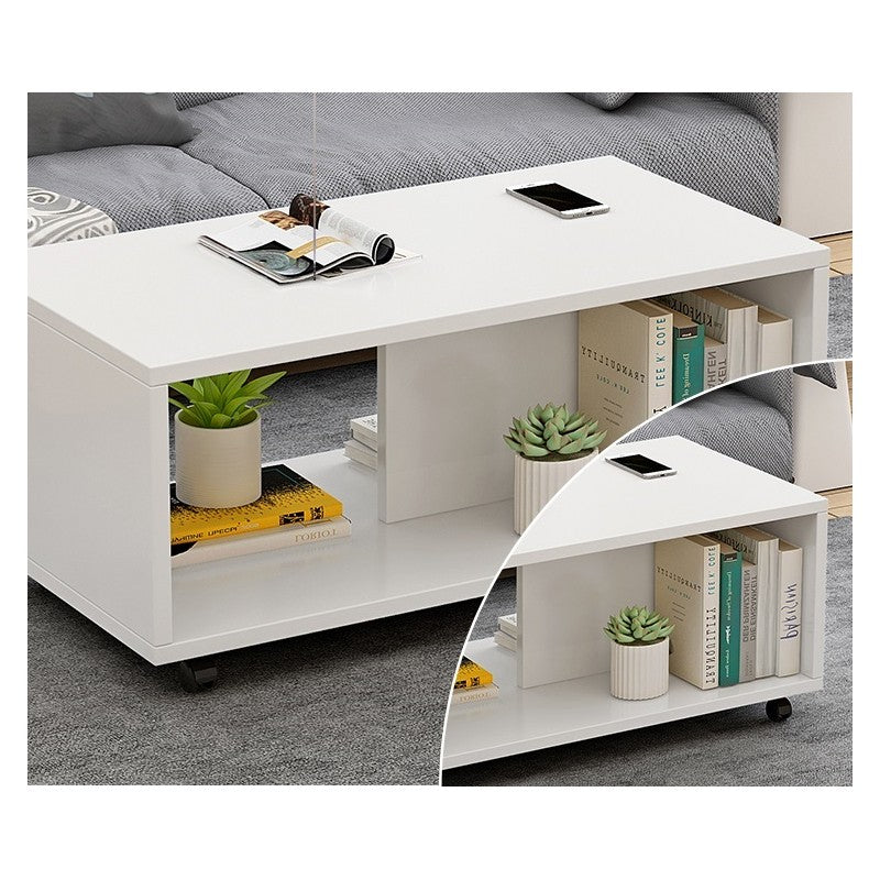 Multifunctional Coffee Table - Modern Design with Wheels for Living Room, Office, and More (White)
