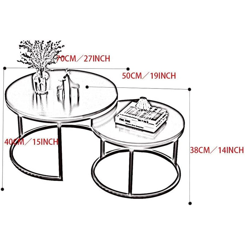 Coffee Table Set – Marble Nesting Coffee Table with Steel Frame for Home & Office