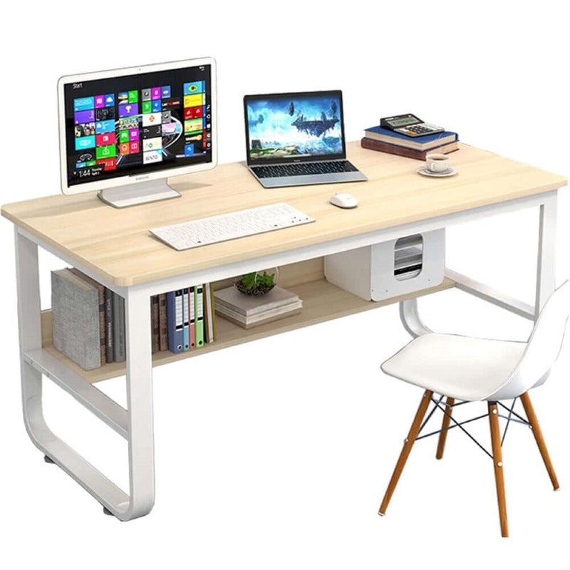 Modern Wooden Computer Desk with Metal Frame Versatile Study Table PC Laptop Workstation