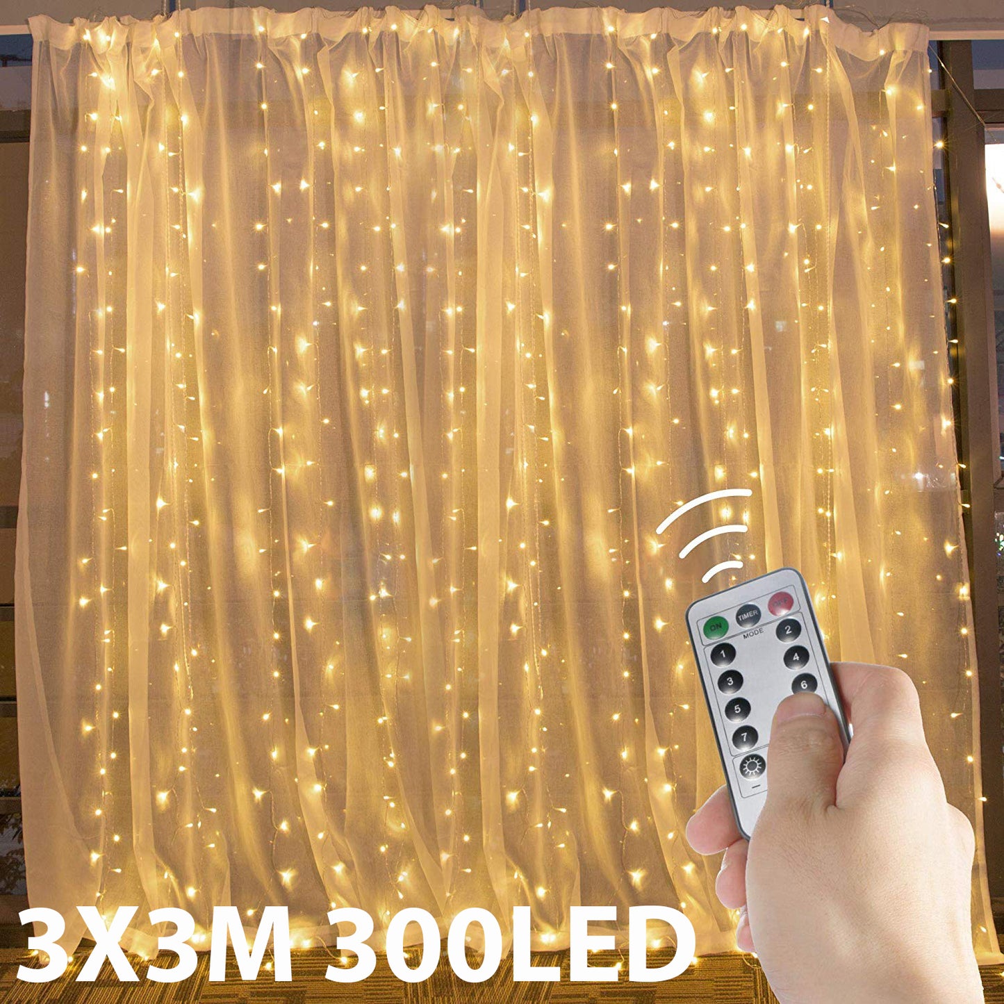 Curtain Lights LED Curtain Lights 3M x 3M Warm White for Window Decor