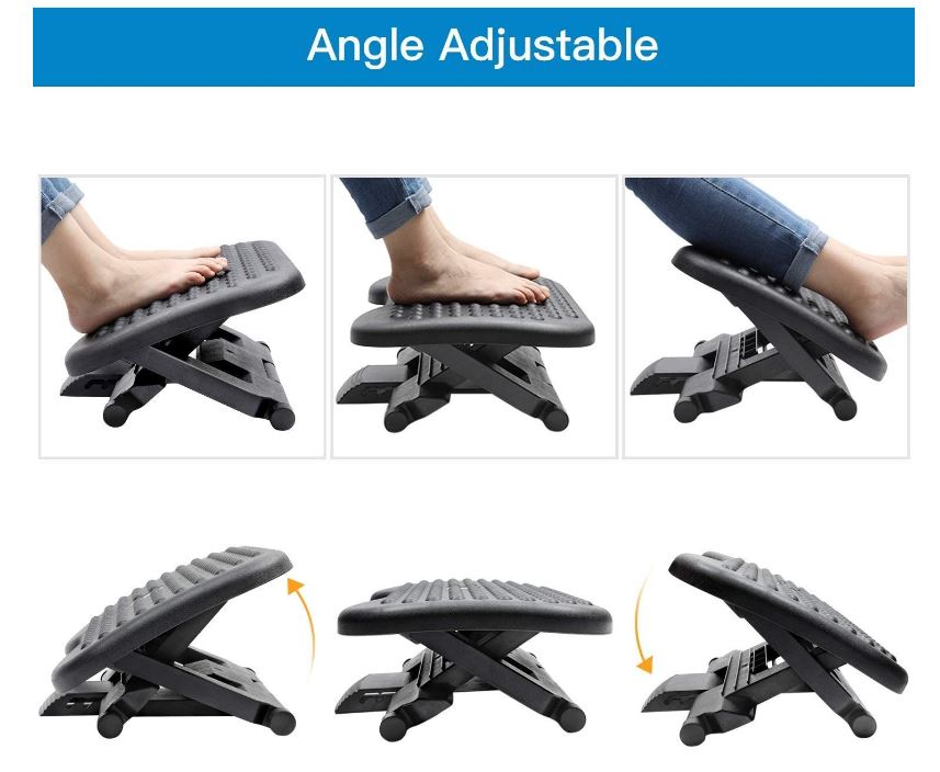 Adjustable Under Desk Footrest - Ergonomic Foot Rest for Improved Posture and Circulation