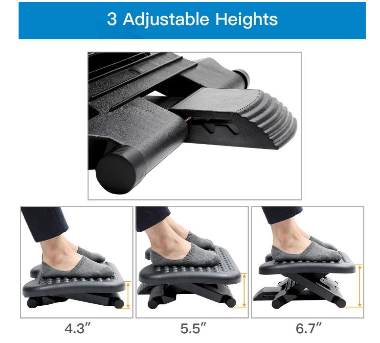 Adjustable Under Desk Footrest - Ergonomic Foot Rest for Improved Posture and Circulation