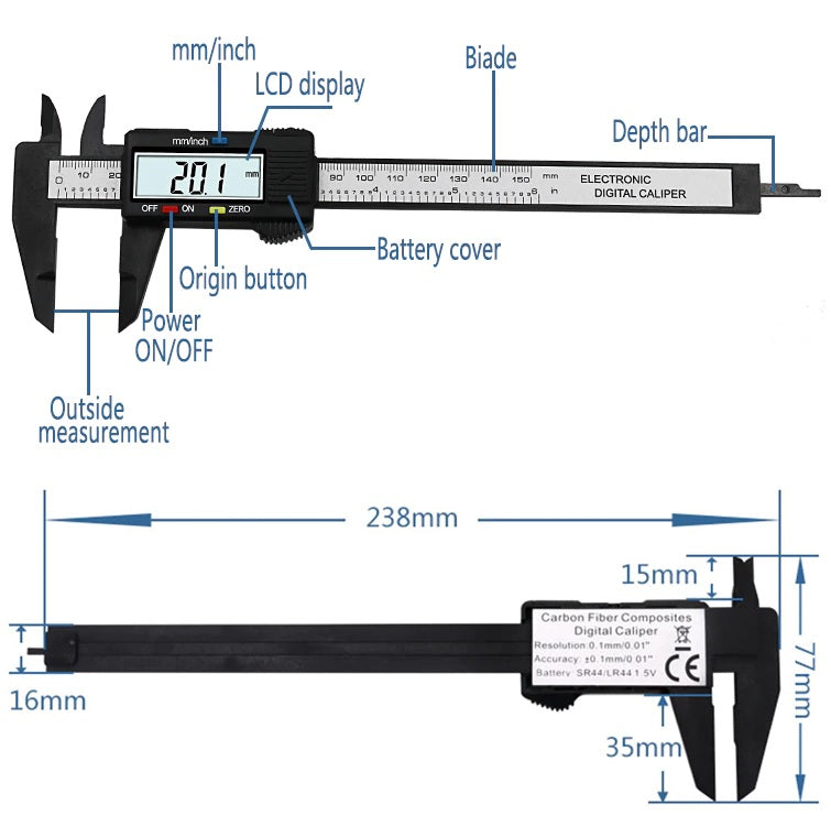 Vernier Calipers Gauge Micrometer Measuring Tool Digital Caliper