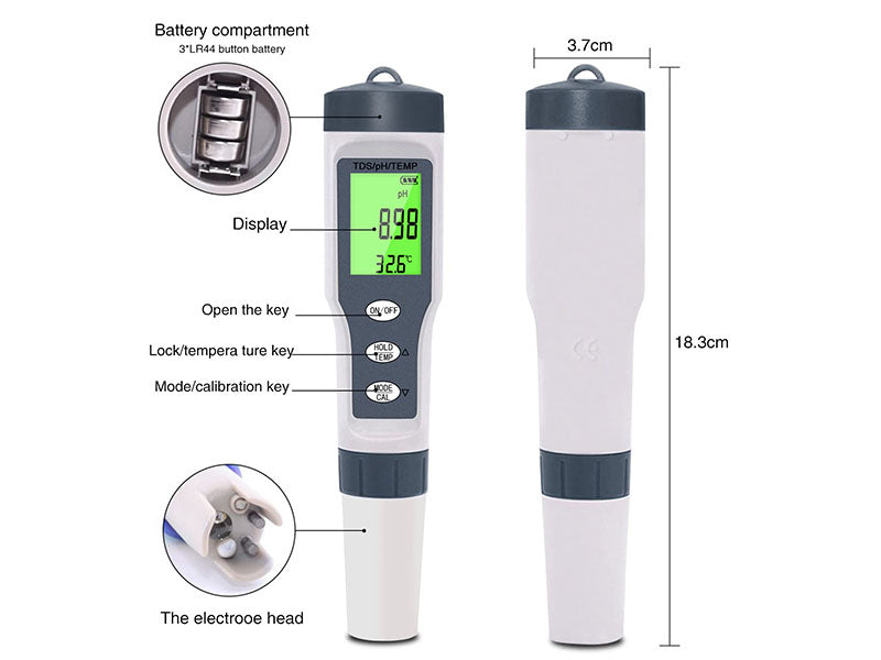 Digital PH Salinity Temp TDS EC Meter Water Quality Tester