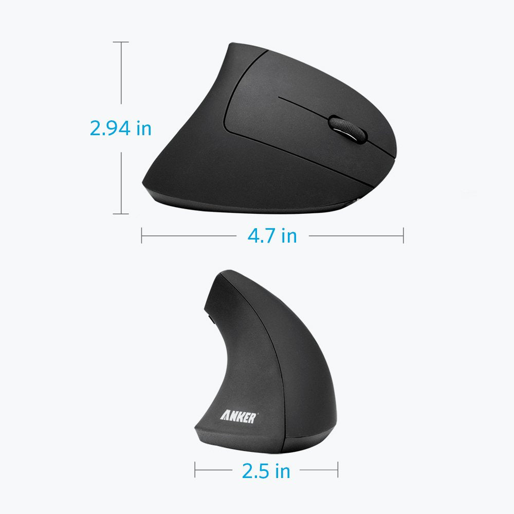 Ergonomic Vertical Wireless Mouse - 2.4G Optical Mouse for PC, Desktop, and Laptop, 6 Buttons, Adjustable DPI, Reduces Wrist Pain