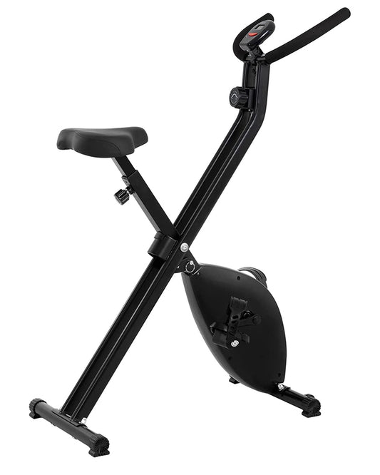 Exercise Bike Foldable – Magnetic Resistance Stationary Bike with LCD Display, Compact Indoor Fitness Trainer (Black)