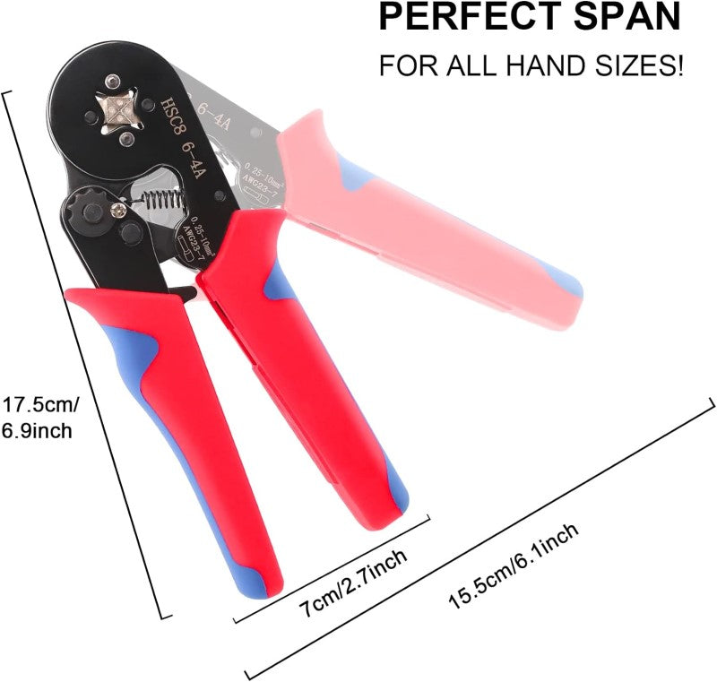 Cable Lug Pliers and Insulated Terminal Crimping Pliers Set with 1250 Cable Lugs - Crimping Tool for Electrical Applications