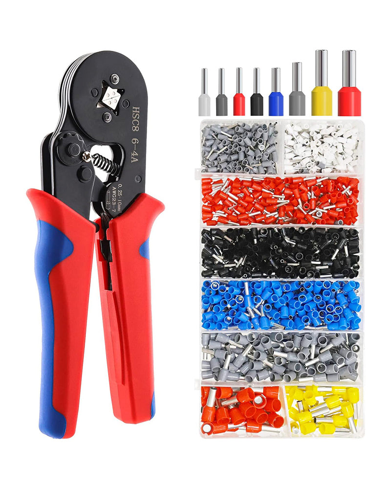 Cable Lug Pliers and Insulated Terminal Crimping Pliers Set with 1250 Cable Lugs - Crimping Tool for Electrical Applications