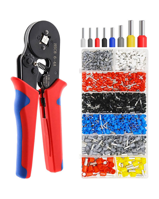 Cable Lug Pliers and Insulated Terminal Crimping Pliers Set with 1250 Cable Lugs - Crimping Tool for Electrical Applications