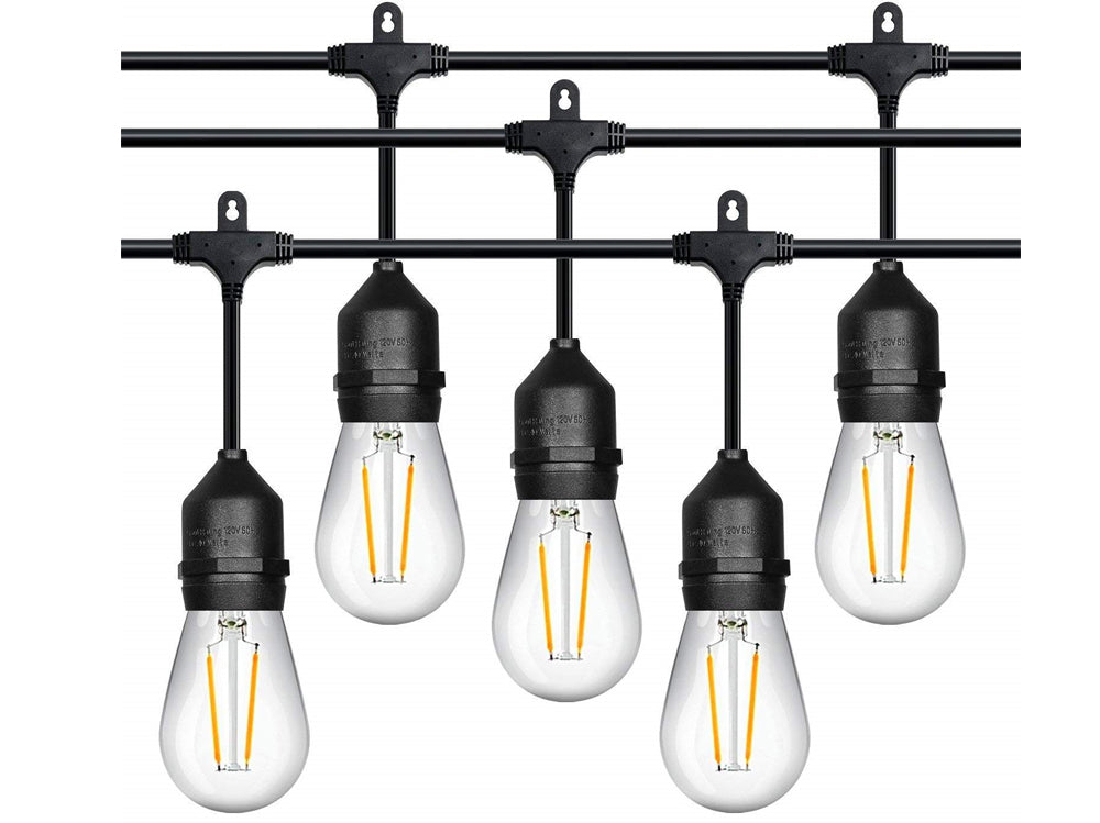 LED Festoon String Lights - 20m Length with 24 Bulbs