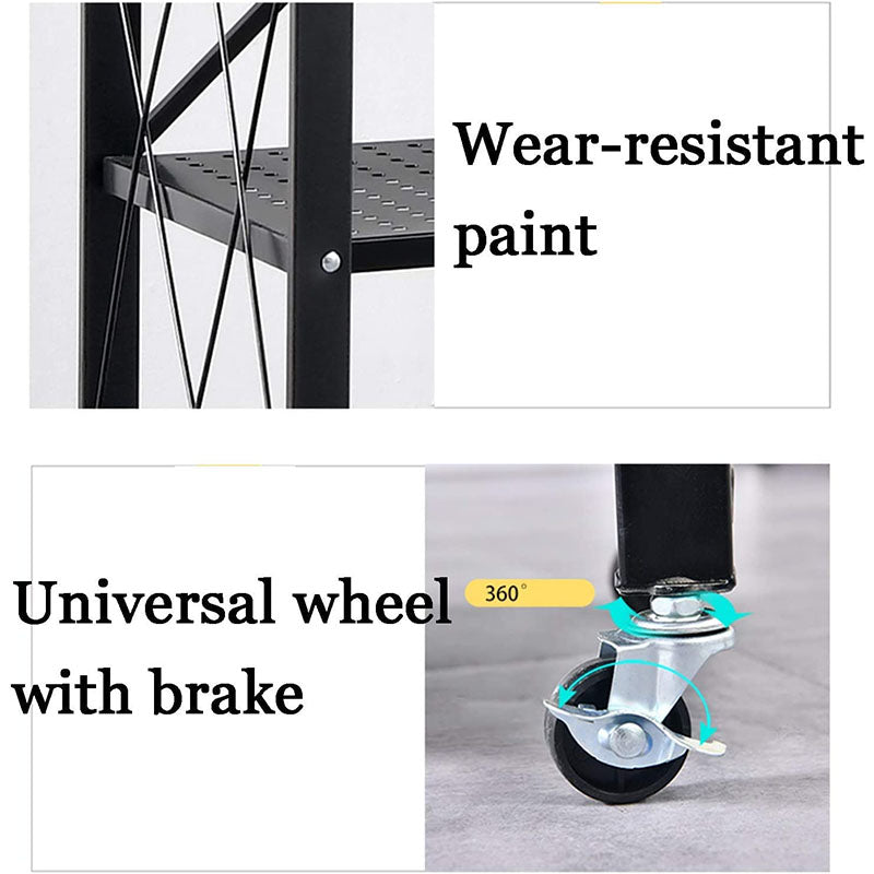 Foldable Kitchen Trolley Cart with Wheels Heavy Duty
