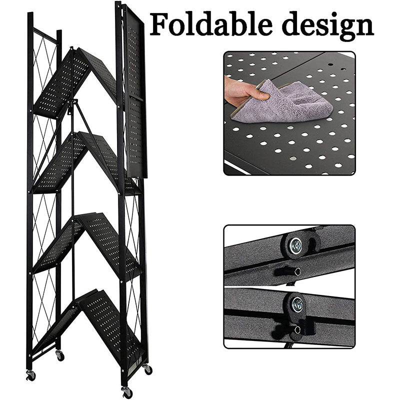 Foldable Kitchen Trolley Cart with Wheels Heavy Duty