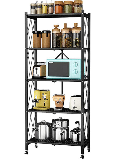 Foldable Kitchen Trolley Cart with Wheels Heavy Duty