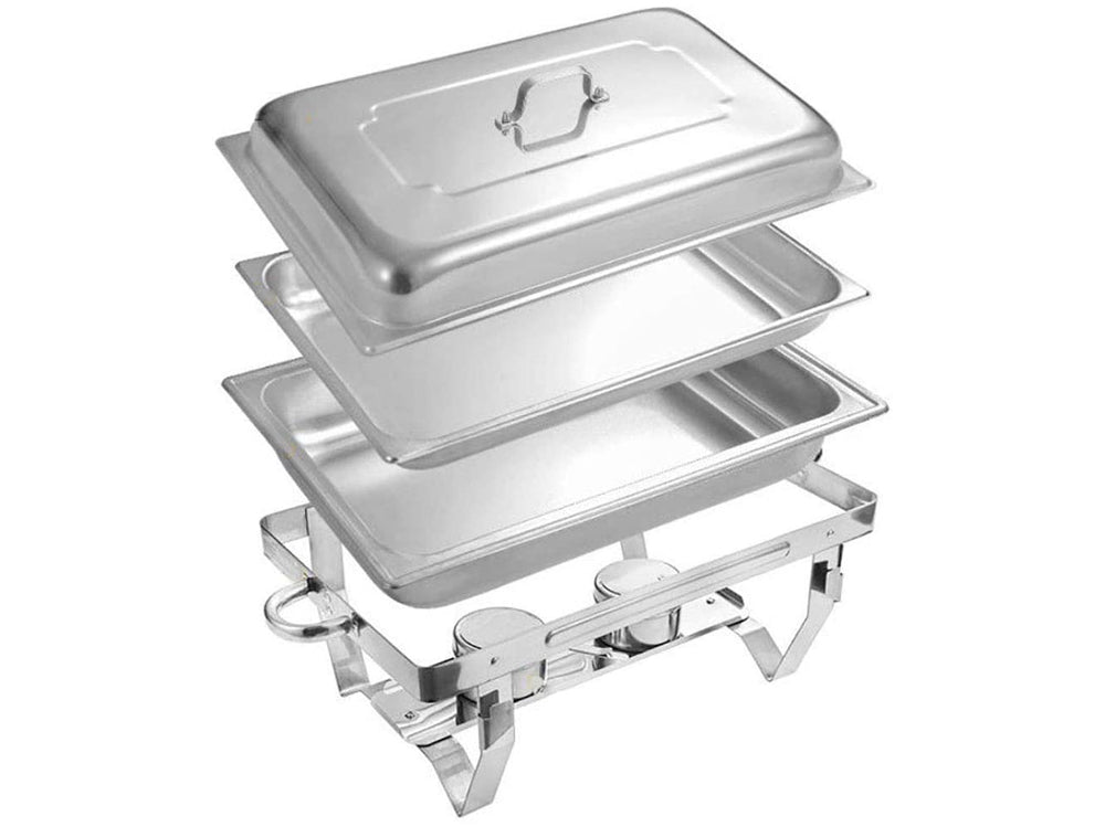 Stainless Steel Chafer Full Size Chafer Chafing Dish Buffet Set W/Water Pan,Food Pan,Fuel Holder and Lid For Catering Warmer Set