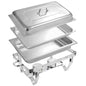 Stainless Steel Chafer Full Size Chafer Chafing Dish Buffet Set W/Water Pan,Food Pan,Fuel Holder and Lid For Catering Warmer Set