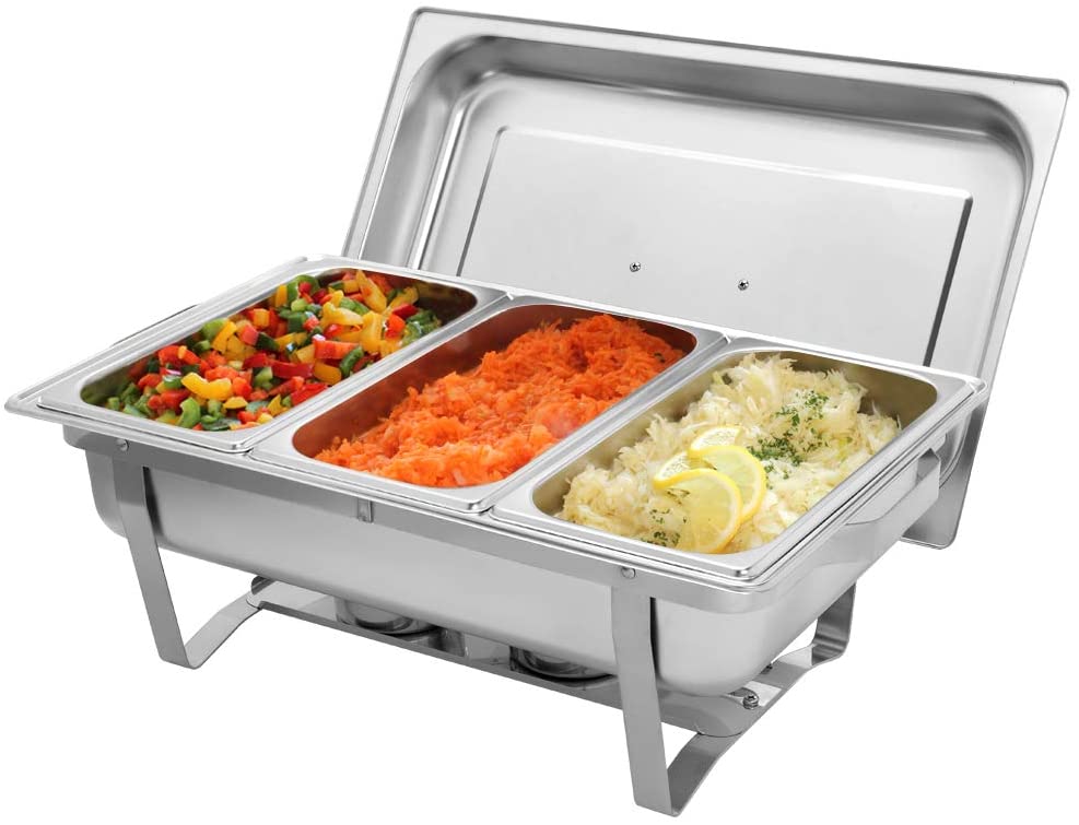 11L Stainless Steel Chafing Dish – 3-Pan Buffet Food Warmer