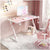 RGB Gaming Desk – Z-Shaped Pink Computer Desk with LED Lights