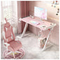 RGB Gaming Desk Home Office Carbon Fiber Led Lights Game Racer Computer PC Table Z-Shaped Pink 120CM