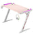 RGB Gaming Desk Home Office Carbon Fiber Led Lights Game Racer Computer PC Table Z-Shaped Pink 120CM