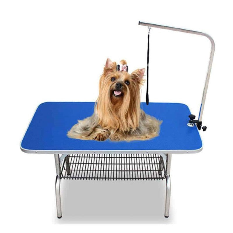 Pet Dog Grooming Table – Professional Foldable Beauty Desk with Stainless Steel Frame, Anti-Slip, Anti-Rust, Blue