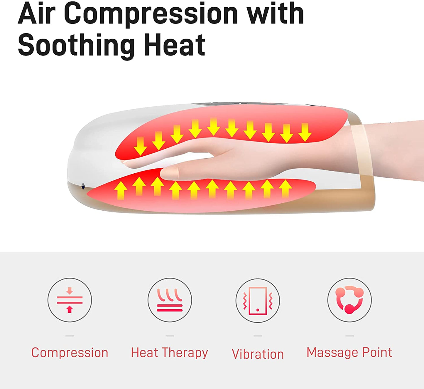 Hand Massager Cordless – Heated Shiatsu Hand Massager with 3 Modes & Rechargeable Battery