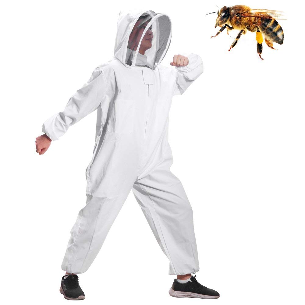 Full Body Beekeeping Suit Hooded Veil Bee Farm Clothing XXL