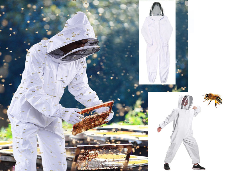 Full Body Beekeeping Suit Hooded Veil Bee Farm Clothing XXL