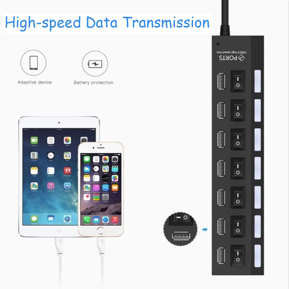 7-Port USB Hub – High-Speed 7-Port USB Hub with Protection
