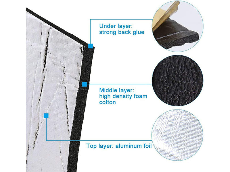 10PCS Car Heat Shield Mat Sound Deadener, 50x30CM Automotive Dampening Insulation for Noise Proofing, Vibration Resistance – Perfect for Doors, Floors, Hood, Trunk, and More