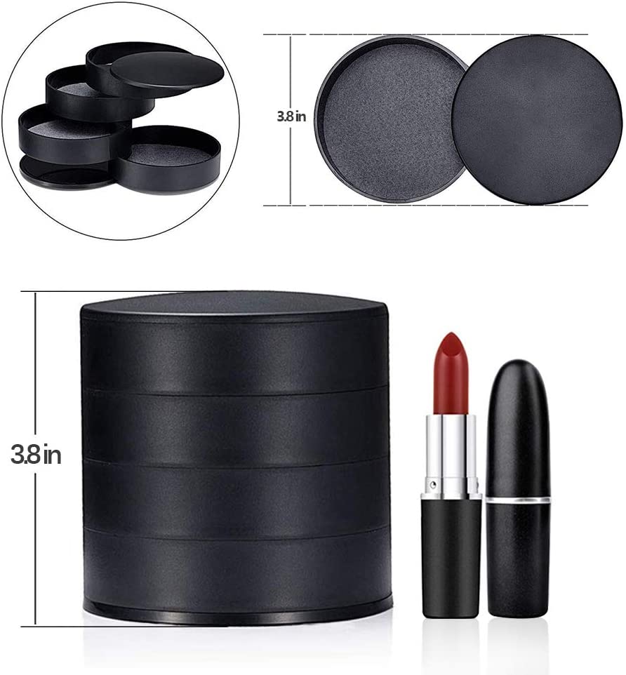 4-Layer Rotatable Jewelry Storage Box with Lid -Black