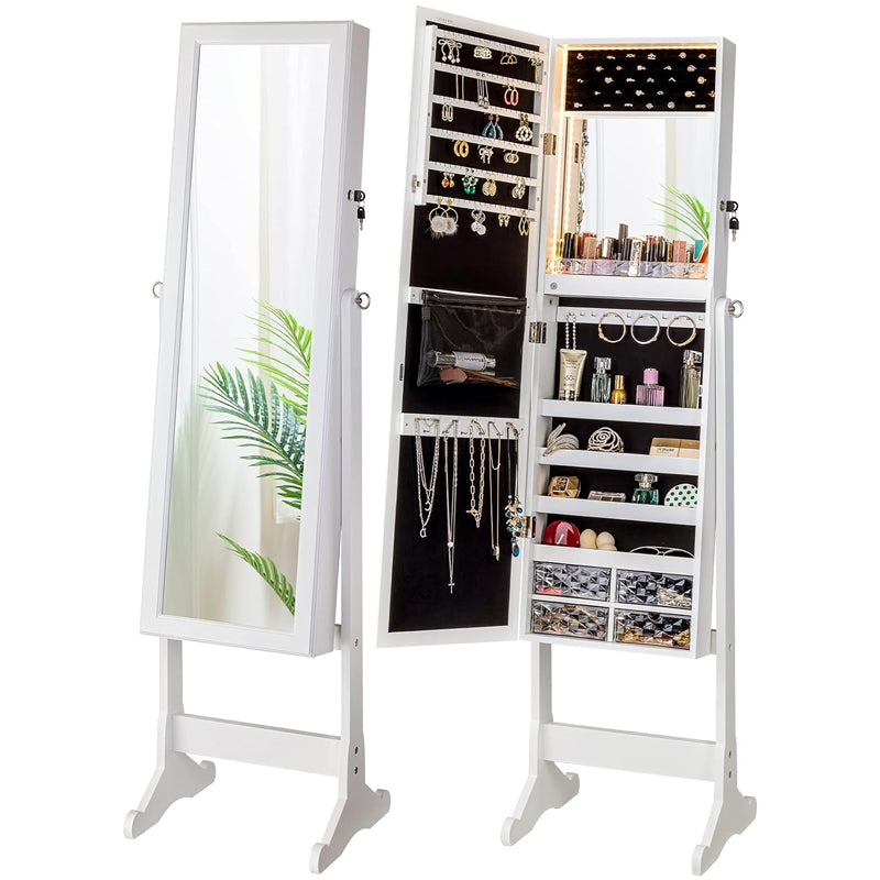 Dressing Mirror with Storage Jewelry Cabinet