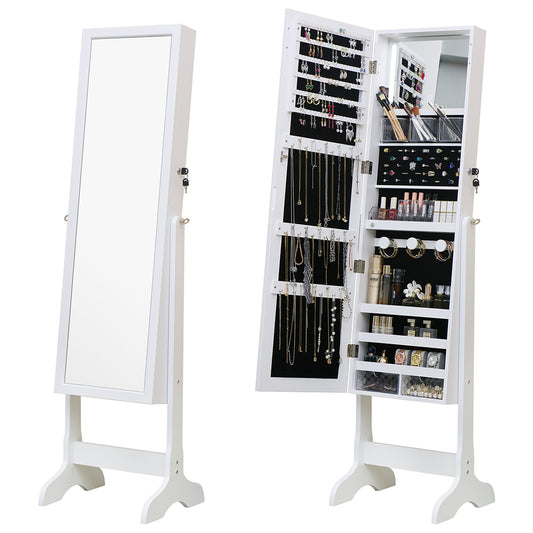 Dressing Mirror with Storage Jewelry Cabinet