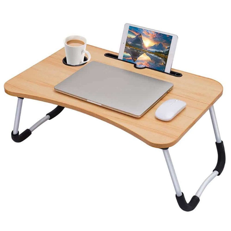 Laptop Bed Table Breakfast Tray with Foldable Legs Portable Lap Standing Desk Notebook Stand Reading Holder for Couch Sofa Floor Kids, Walnut