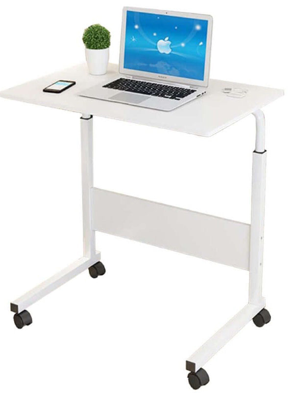 Movable Bedside Table C-Shaped, Height Adjustable Overbed Table with Wheels for Coffee, Laptop & Tablet