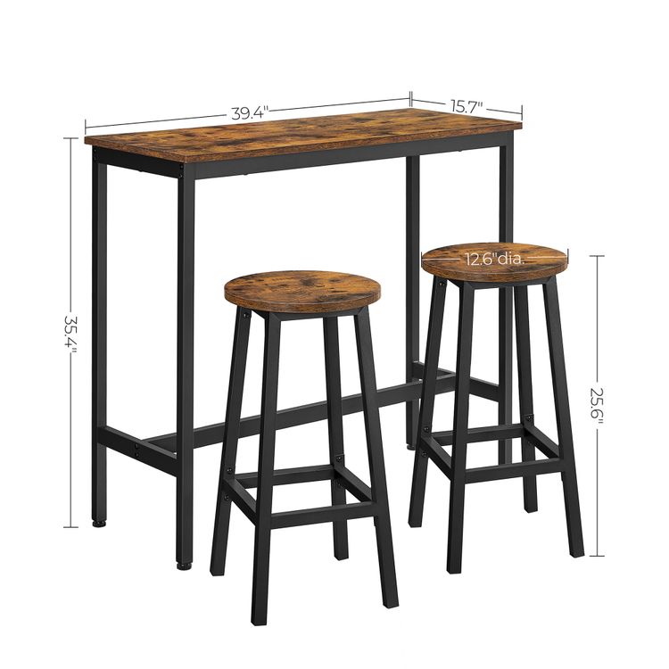 Pub-Style Bar Table and 2 Stools – Ideal for Small Kitchens, Breakfast Nooks & Apartments