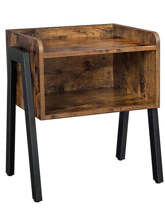 VASAGLE Bedside Table with Storage – Industrial Bedside Table in Rustic Brown with Adjustable Feet