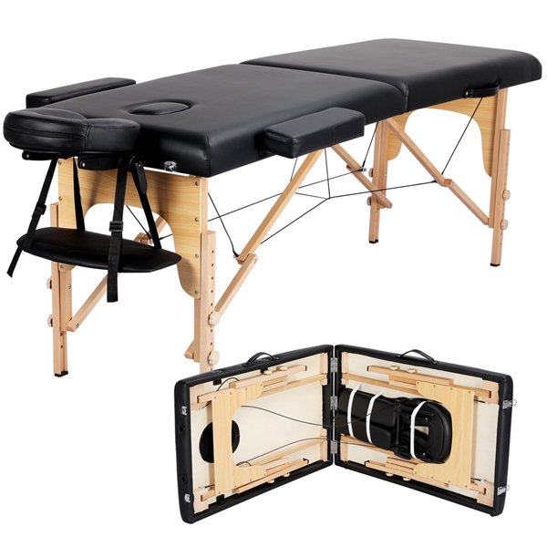 Massage Table 2 Sections Portable – Beech Frame Massage Table for Spa